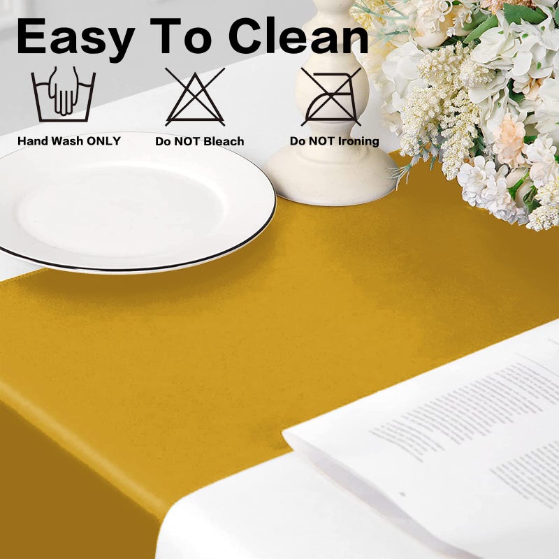 GFCC Pack of 10 Gold Satin Table Runner 12 x 108 Inches for Wedding Party Events Decoration - Image 3